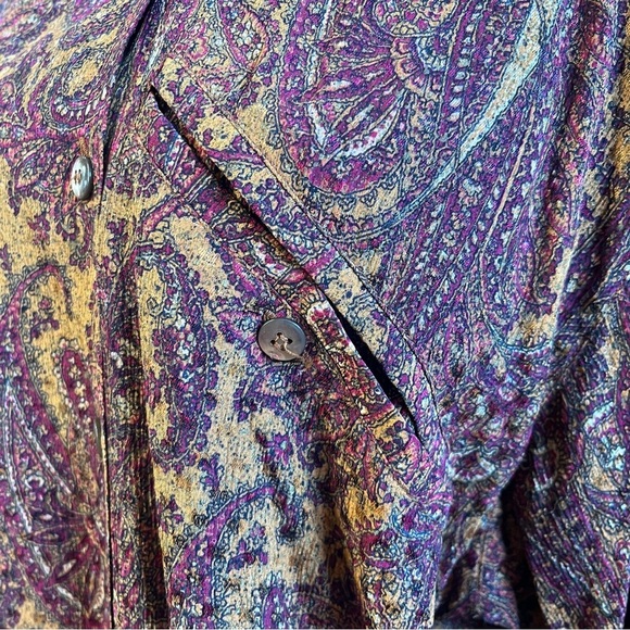Vintage Escada Silk Blouse Margaretha Ley Top Paisley Print Size 38 Button Front - Picture 7 of 14